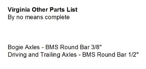Virginia Other Parts List